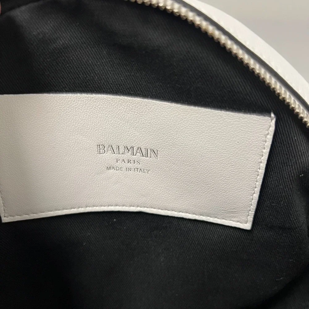 Balmain‎ Disco Leather Circle Crossbody Shoulder Bag White Small Chainlink Strap - Picture 6 of 16